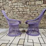 Paire de fauteuil rotin osier 1960