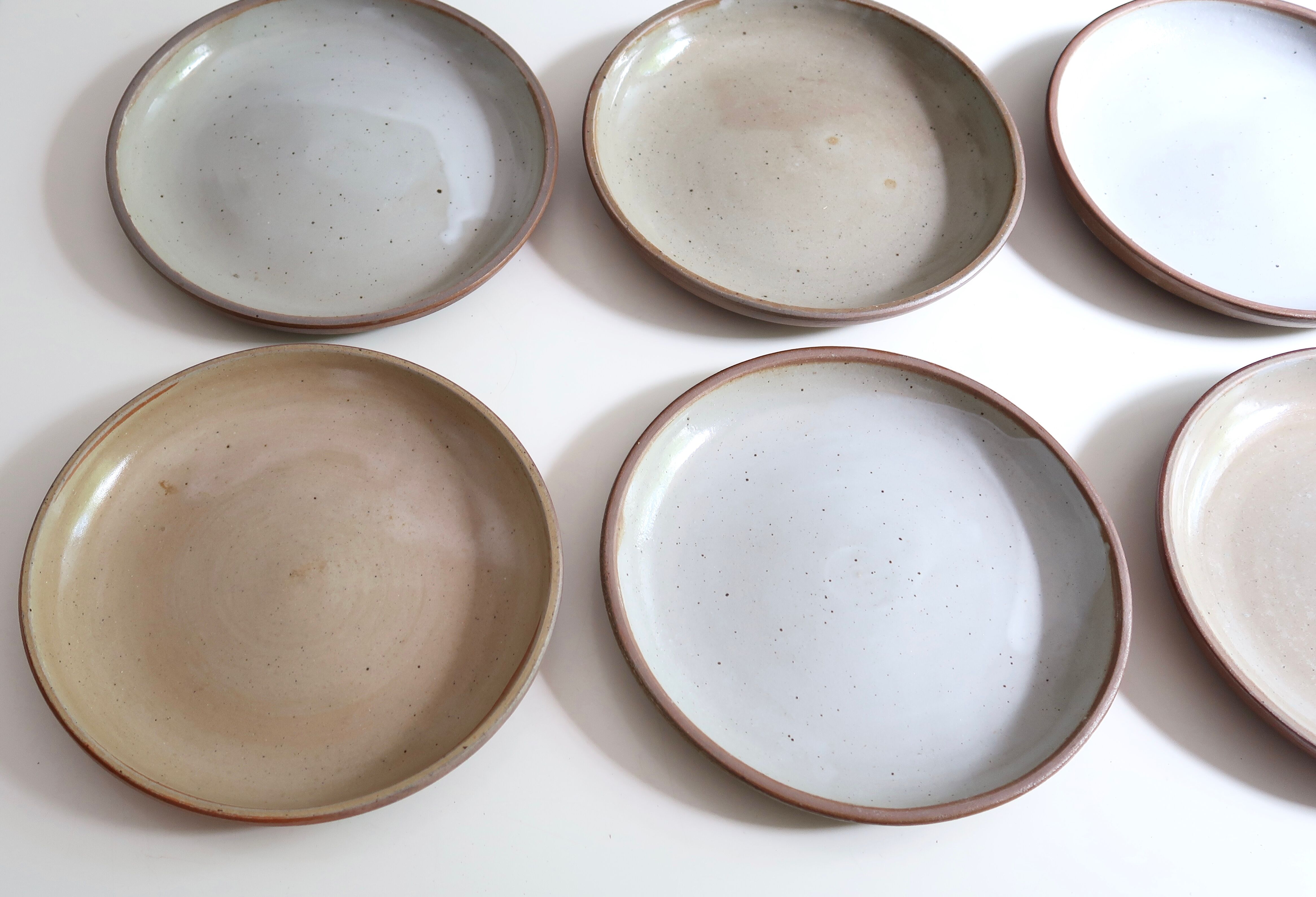 Six stoneware dessert plates, 70s