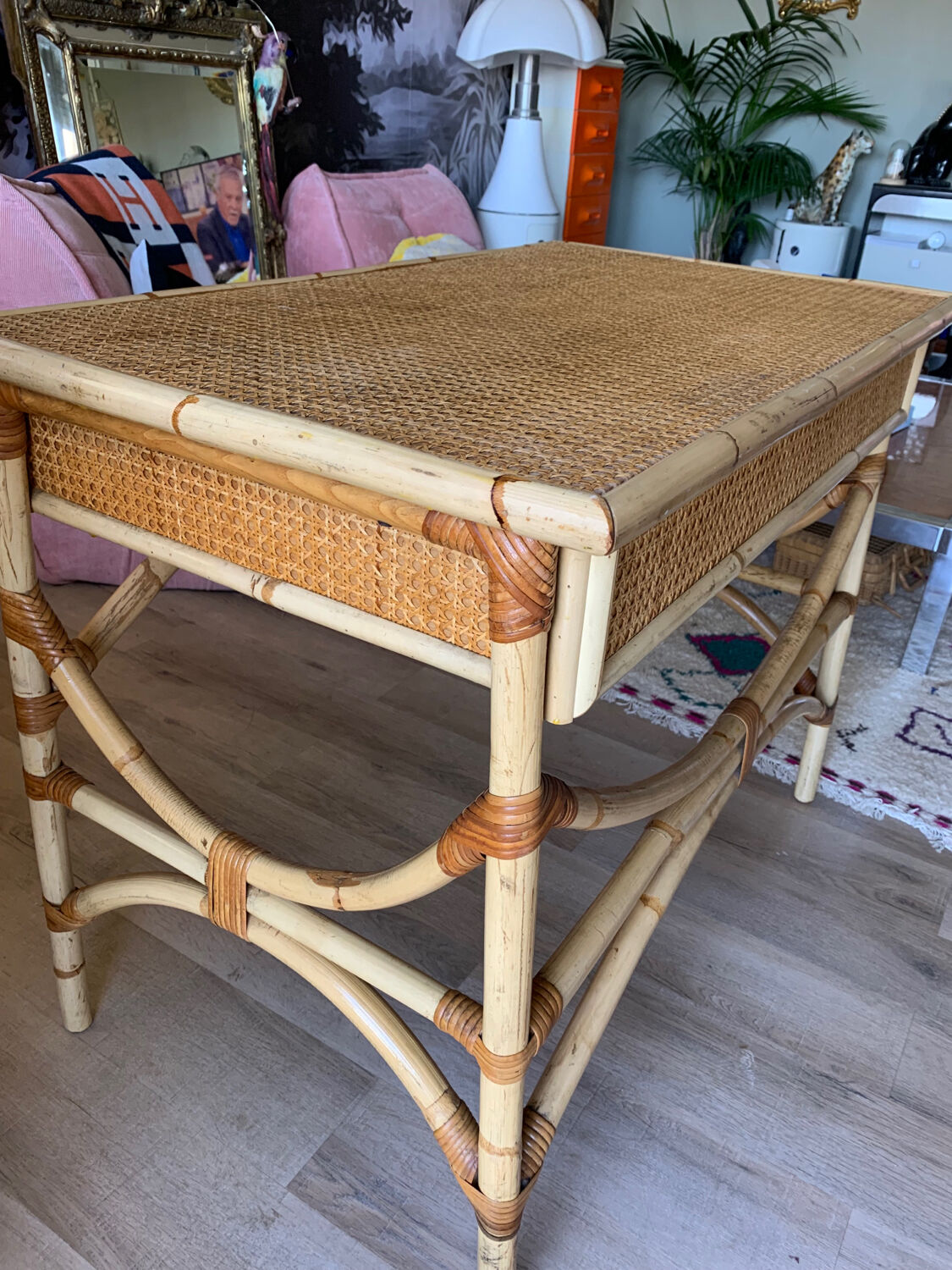 Rattan desk and canning