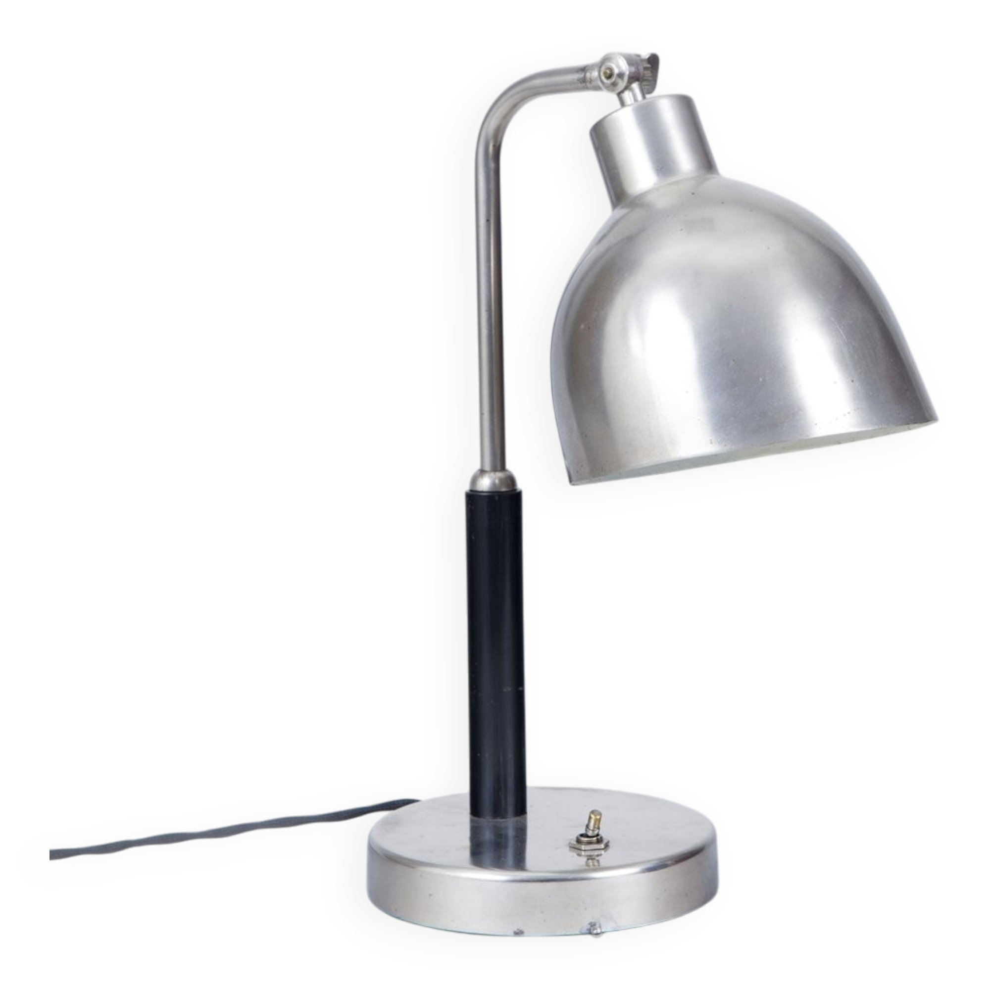 Art Deco Table Lamp in Nickel-Plated Steel and Oak, Czech, 1920s