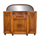 Art Deco 1930s marble and solid oak wood mirror sideboard