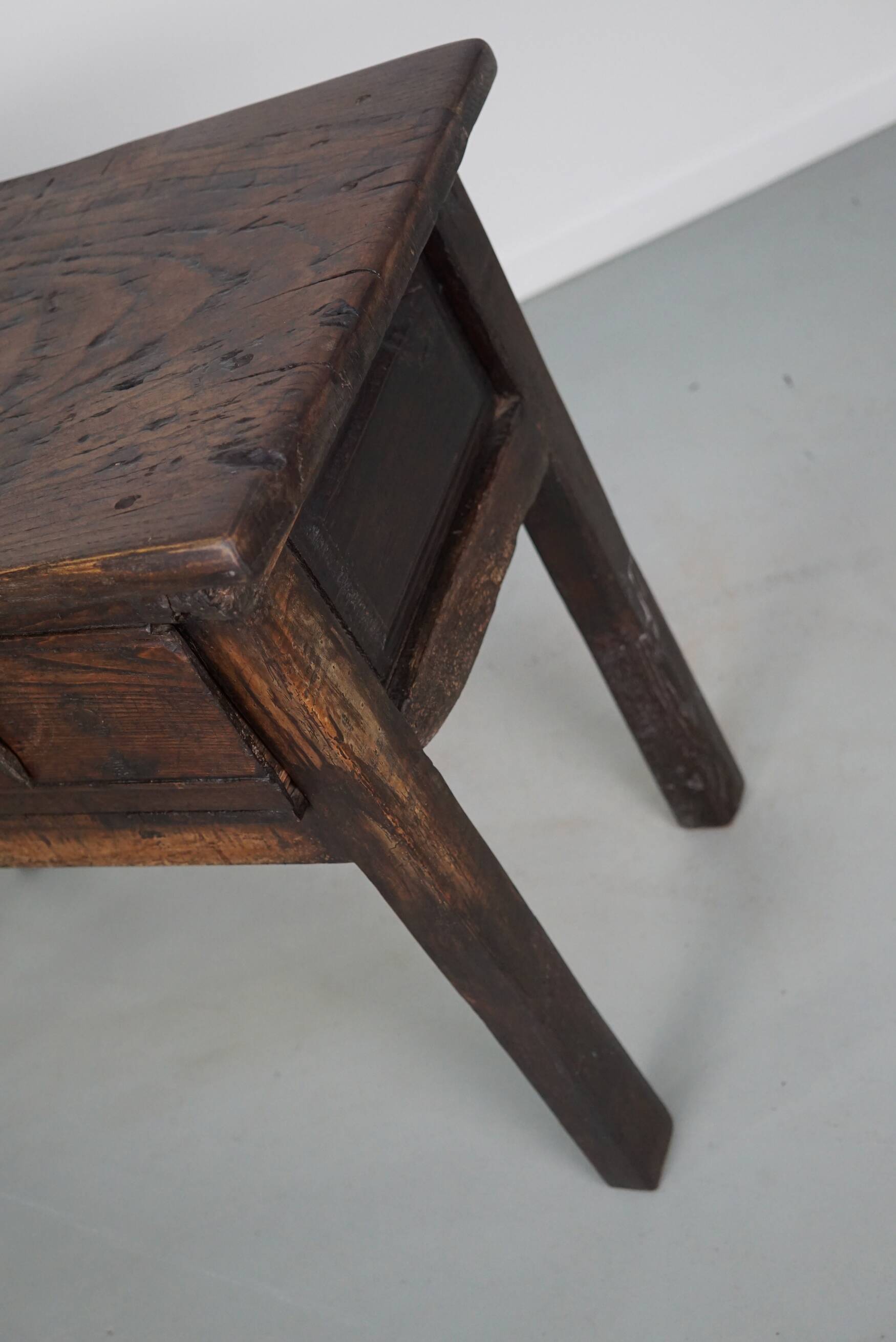 Antique Spanish Rustic Farmhouse Chestnut Side Table / Console, 18th Century