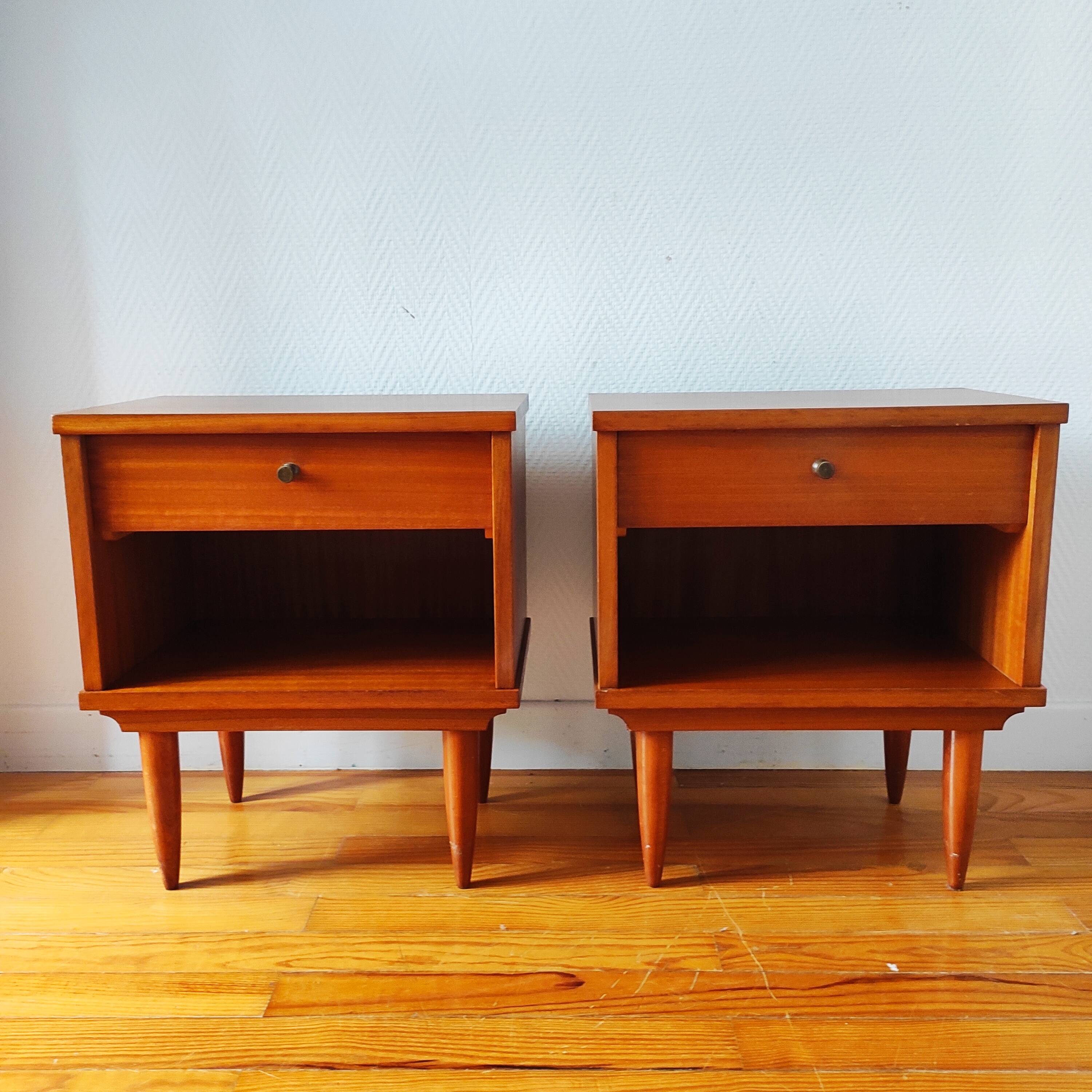 Pair of Vintage 1960s Scandinavian Bedside Tables