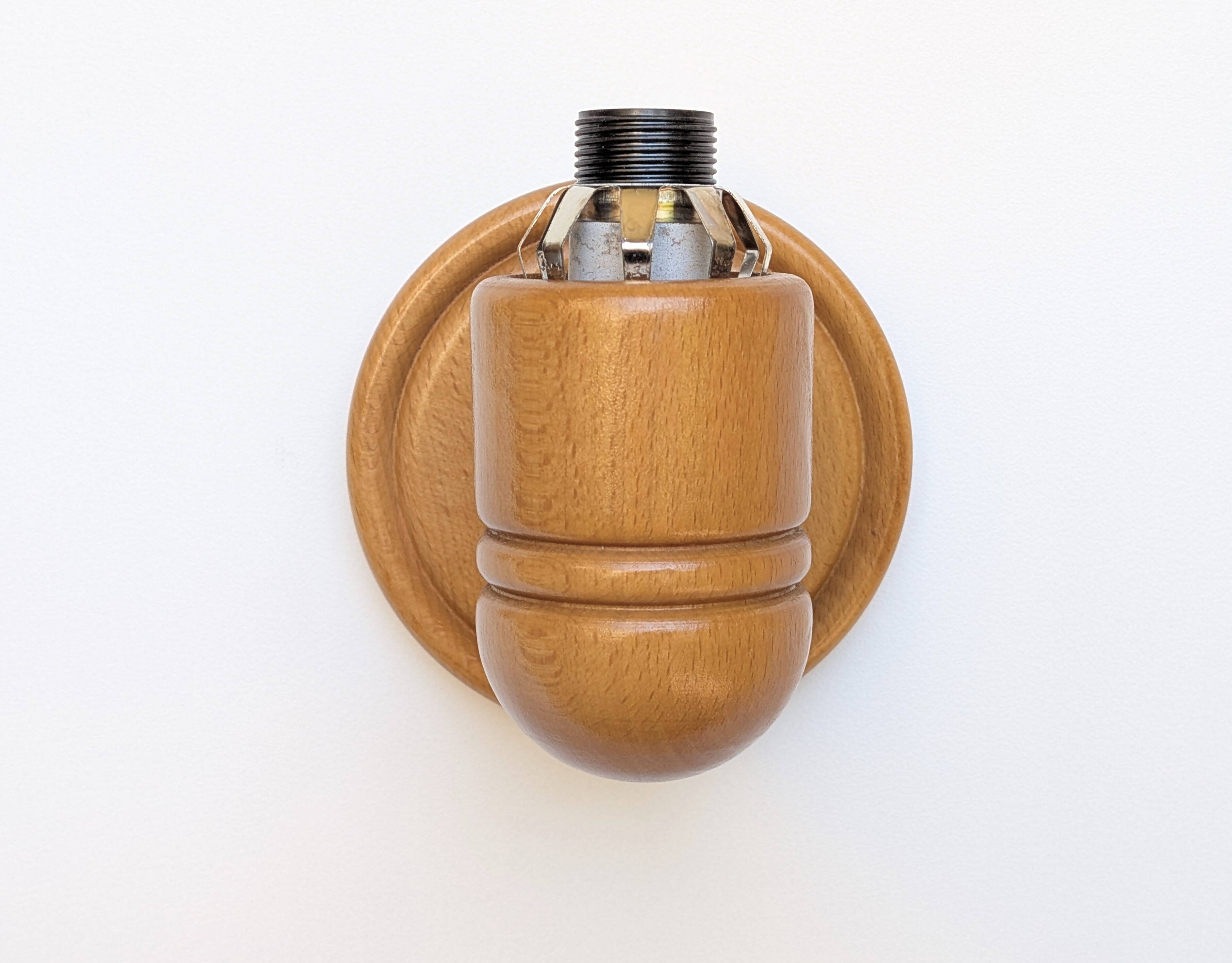 Pair of pine and opaline wall lights