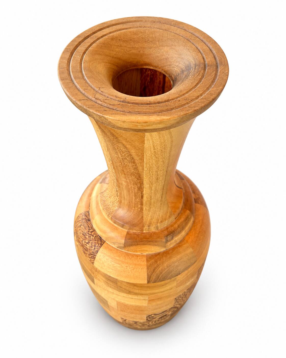 Decorative segmented wooden vase