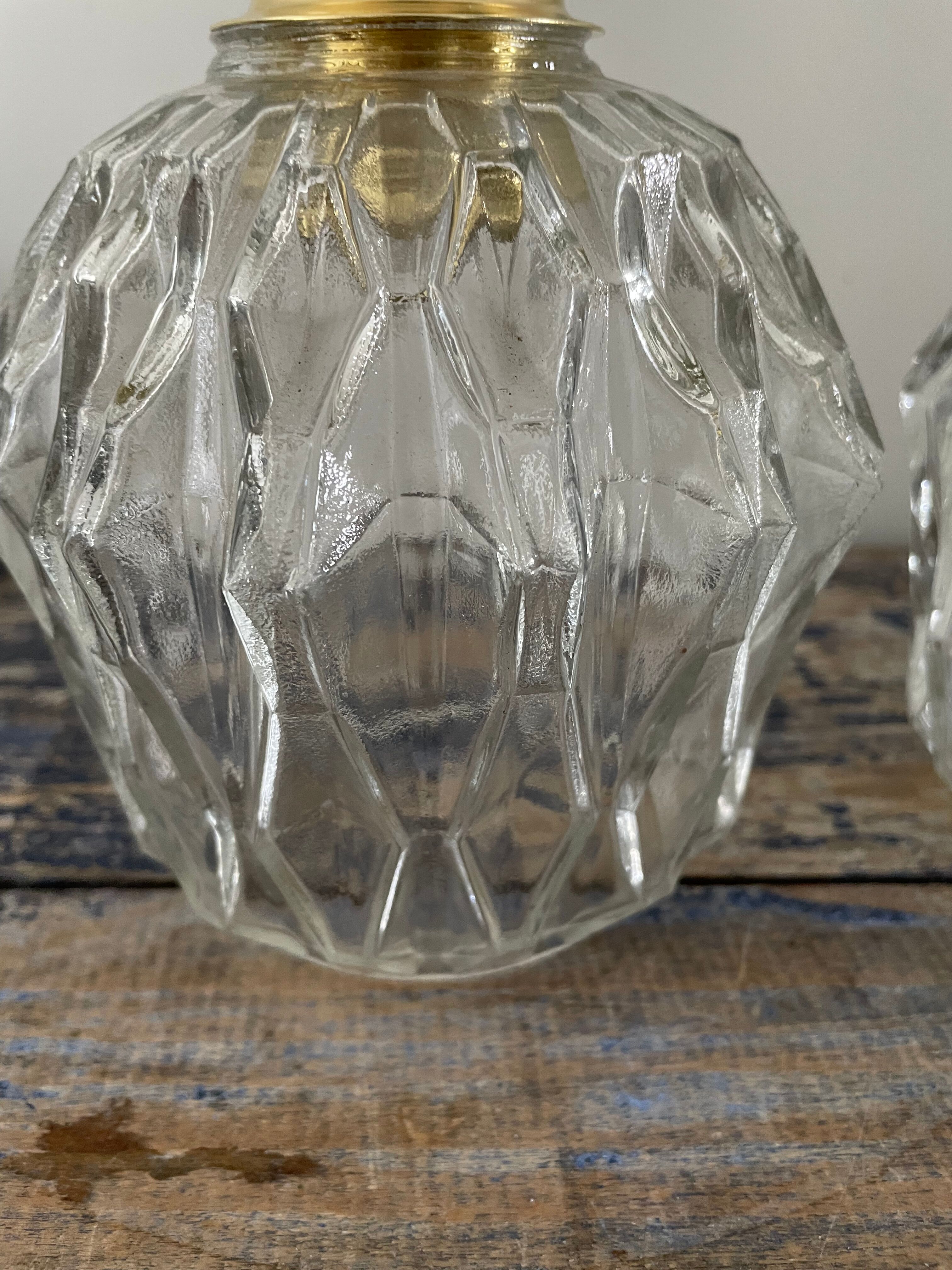 Set of two vintage sconces in chiseled glass