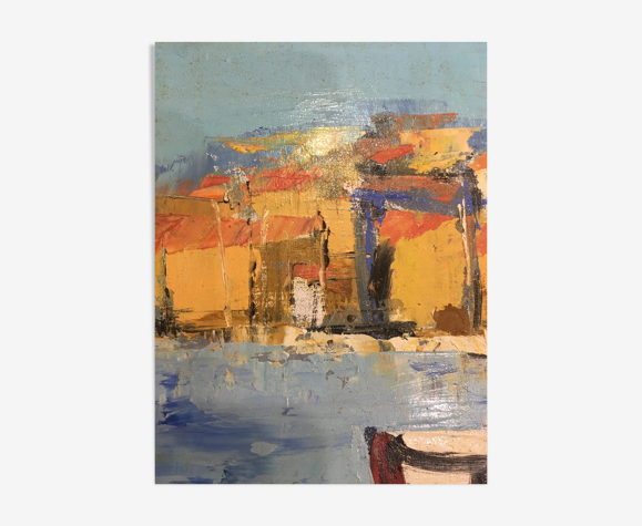 Peinture à l’huile « barques à St Tropez«