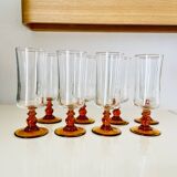 Lot de 8 flûtes champagne vintage verre ambré