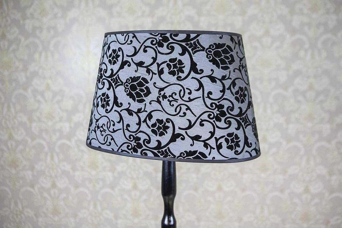 Early 20th Century Floor Lamp with Floral Fabric Shade, 1950s