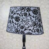 Early 20th Century Floor Lamp with Floral Fabric Shade, 1950s