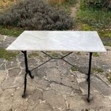 Bistro table with cast iron base, marble top, 20th century
