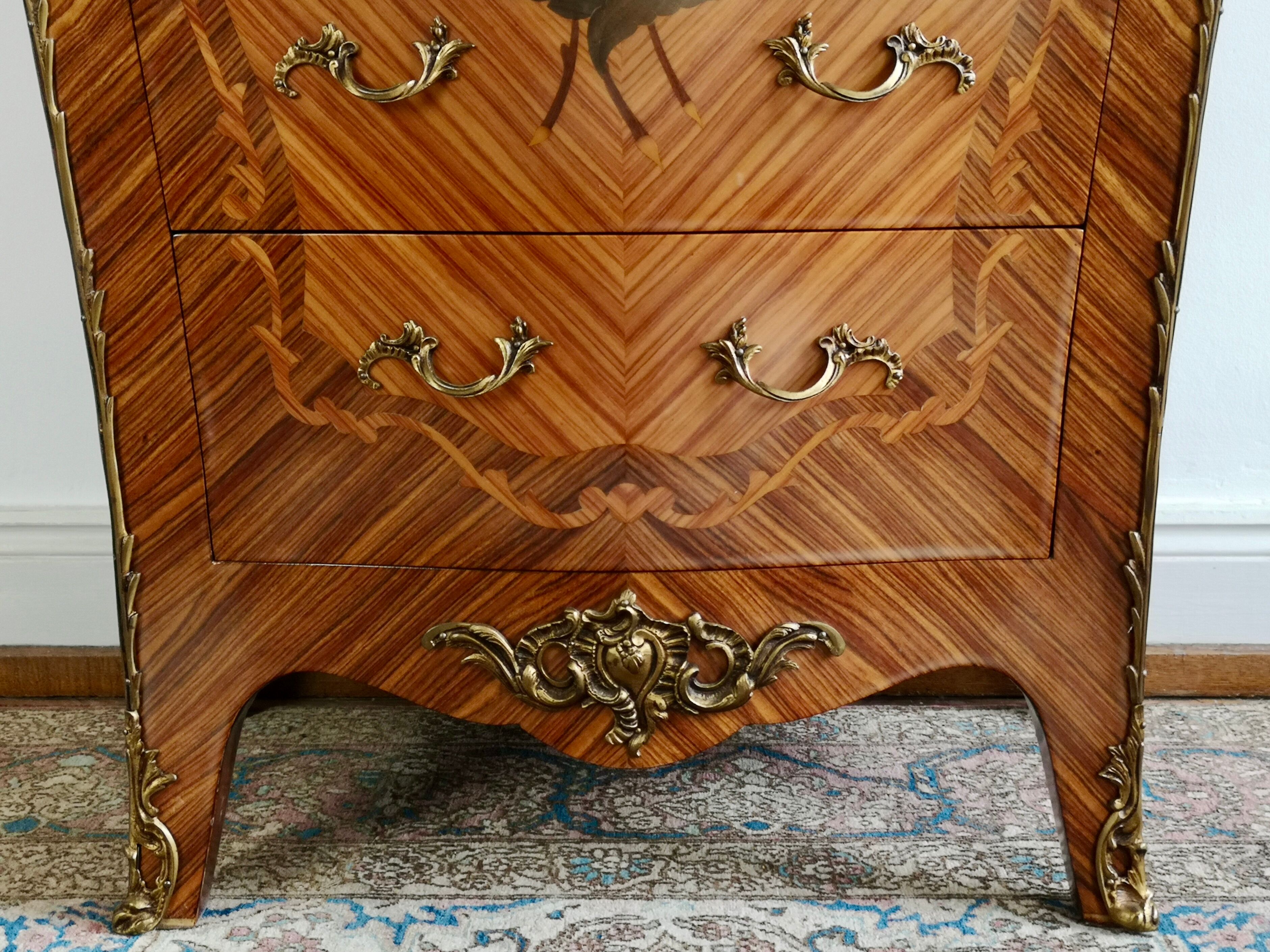 Louis XV style chiffonier in rosewood marquetry