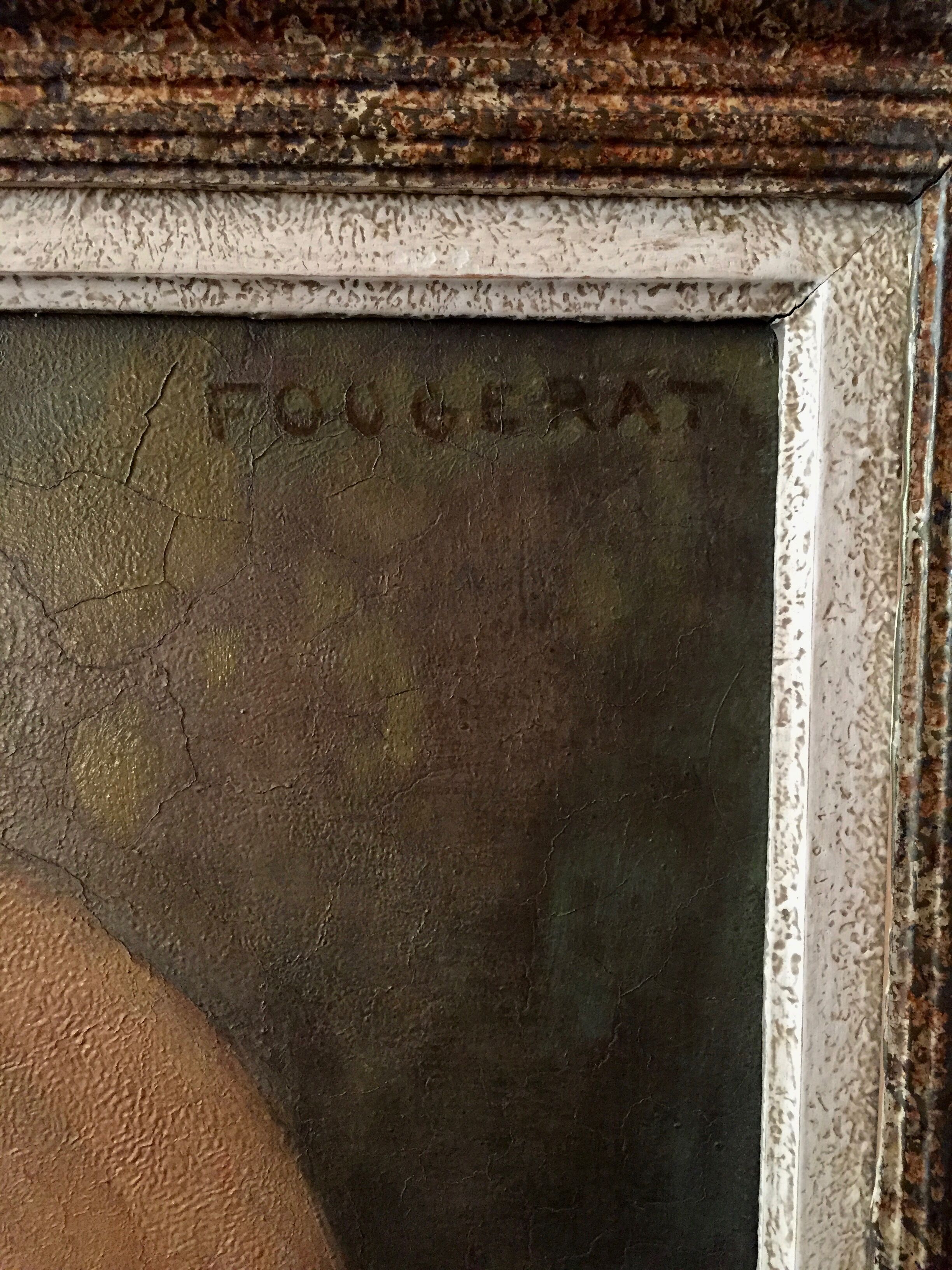 Nude signed Fougerat, oil on panel, 20th century
