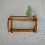 Scandinavian Wall-Mounted Bamboo and Glass Nightstand