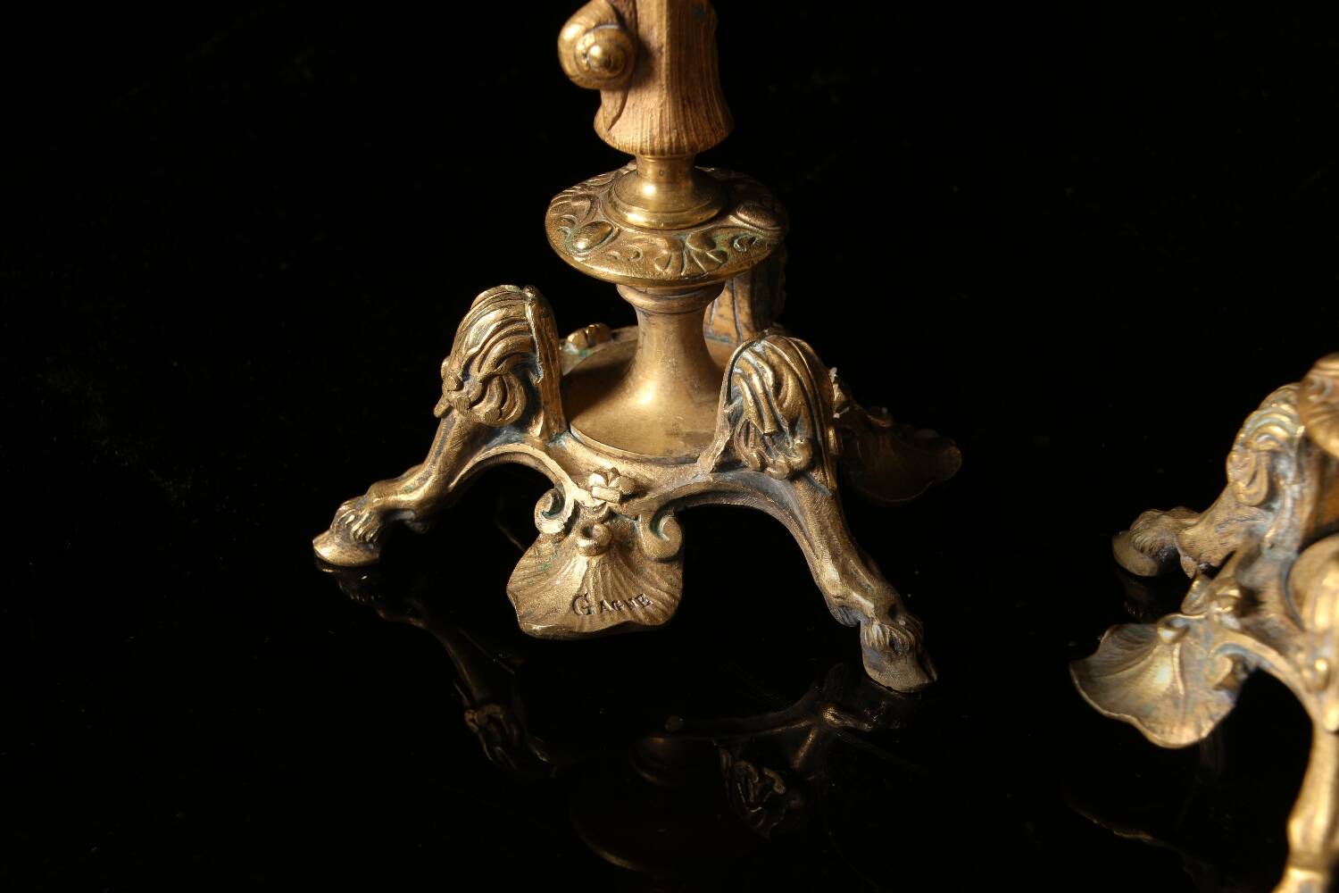 Pair of tripod candlesticks by Paul-Auguste Gagné (19th century)