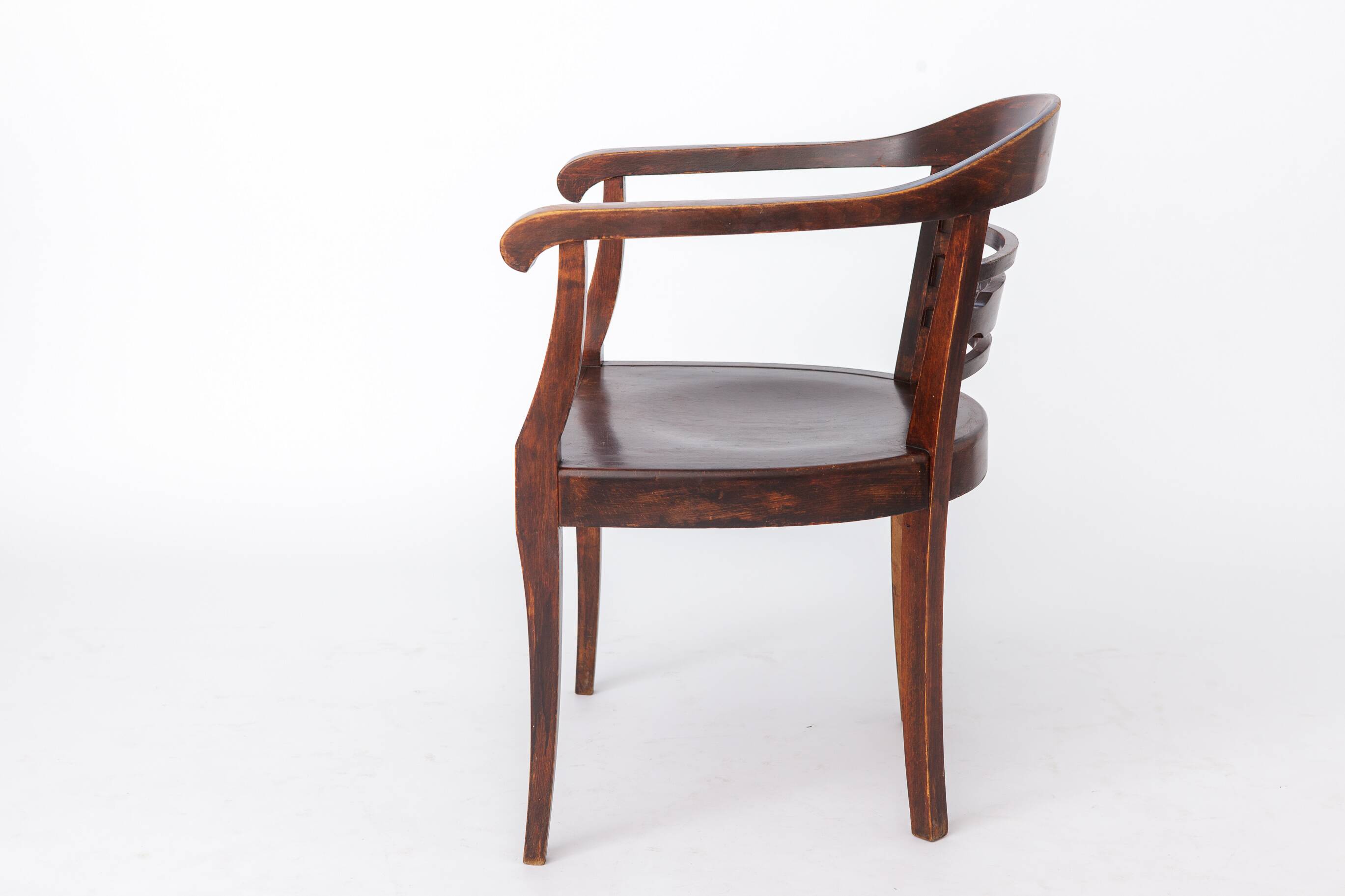 Vintage 1930s Wooden Armchair | Solid Beech | German Art Deco Chair