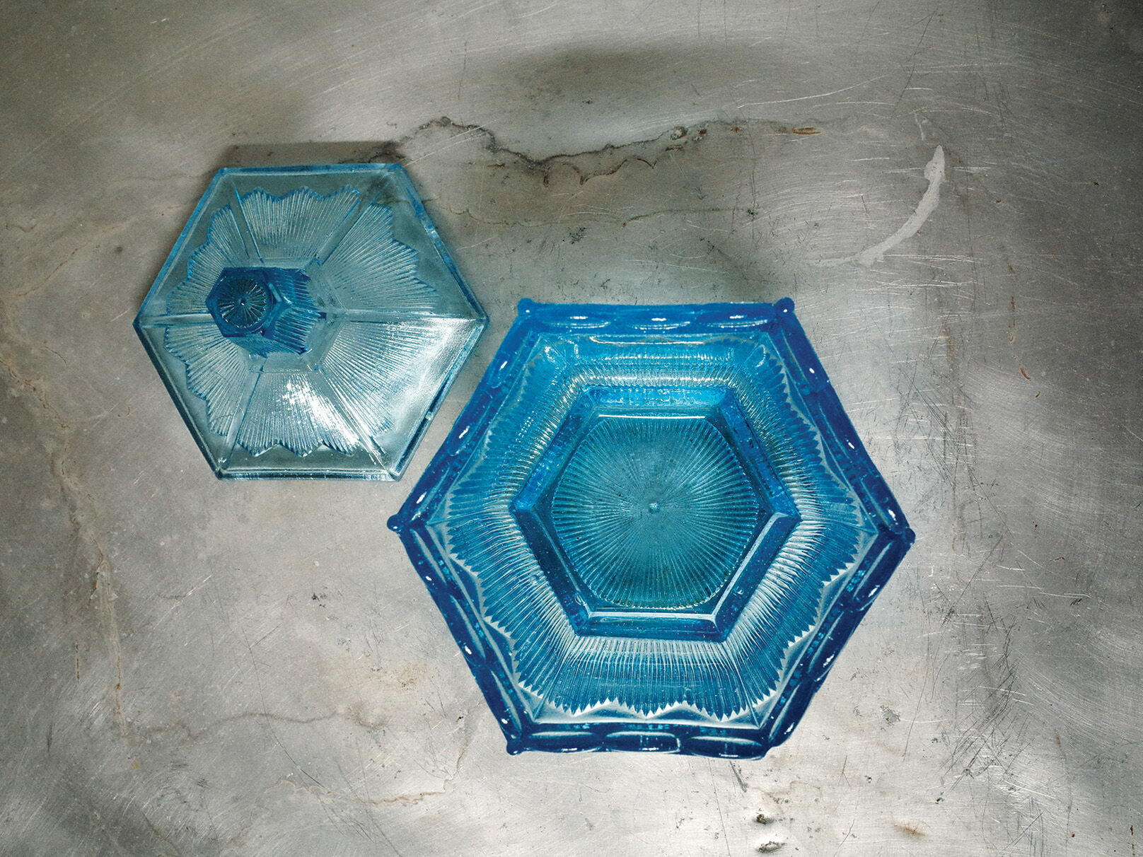 Art Deco blue glass sugar