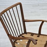 1960s, Danish easy armchair by Fritz Hansen, wool fabric, beech wood.