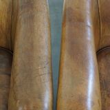 Set of 2 Sheepskin Leather Club Chairs by Nico van Oorschot
