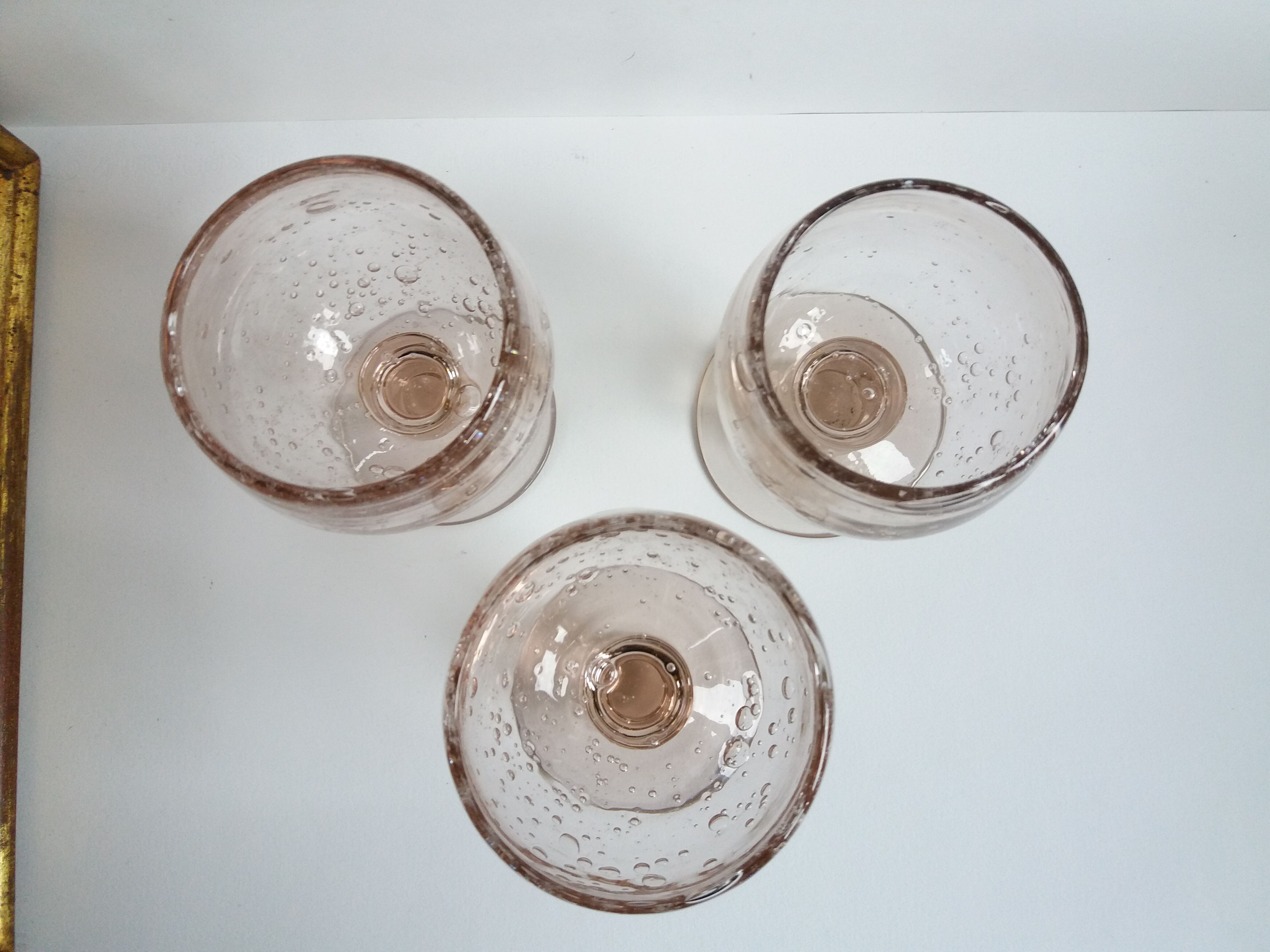 Trio of pink-footed glasses
