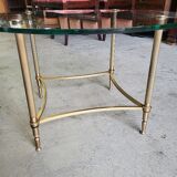 Coffee table round glass tray and brass legs