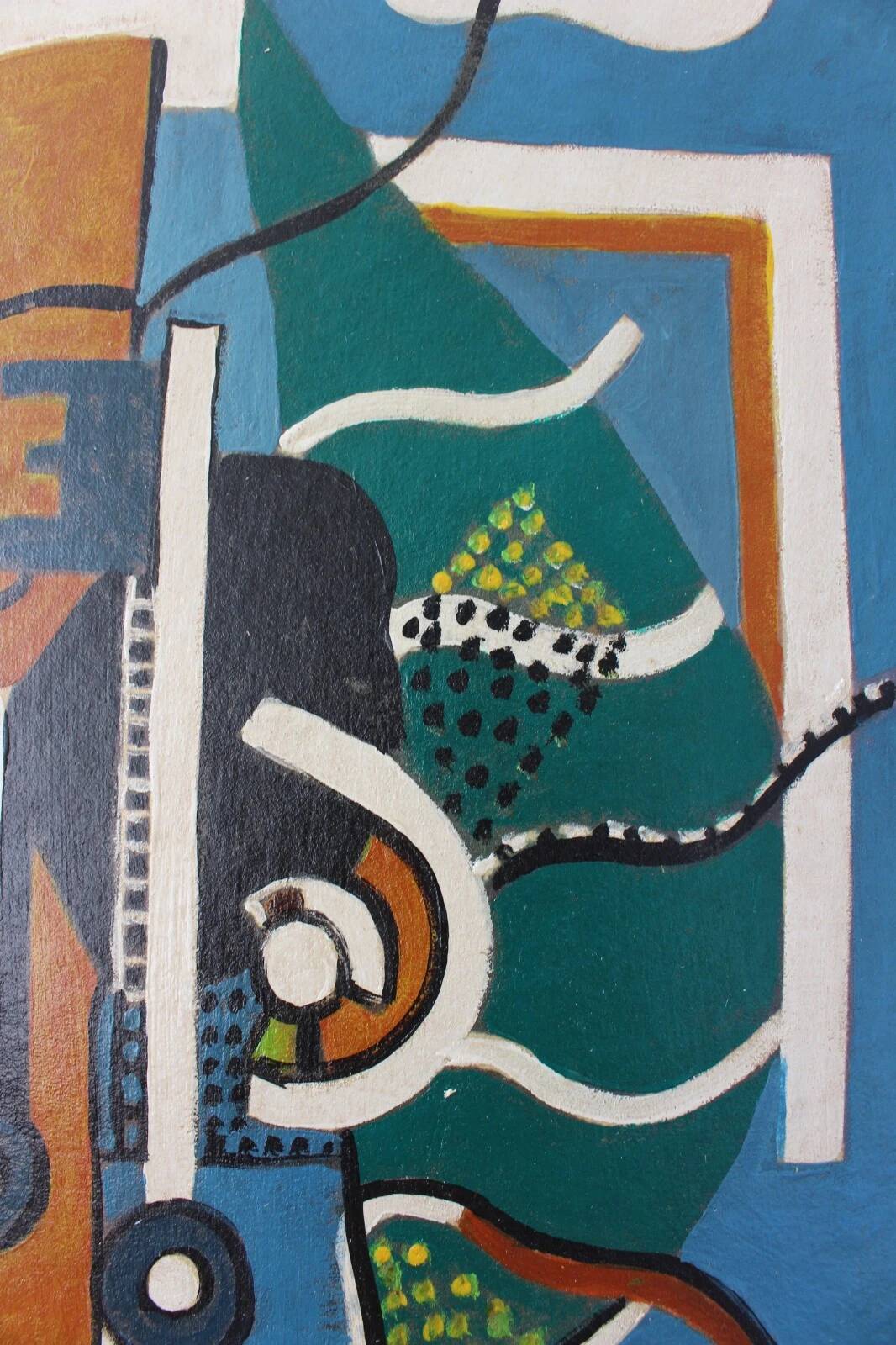 Peinture à l'huile abstraite VINTAGE 1959 | Cubisme moderne du milieu du siècle | Original S