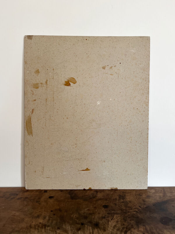 Peinture ancienne huile sur carton portrait homme en costume sombre