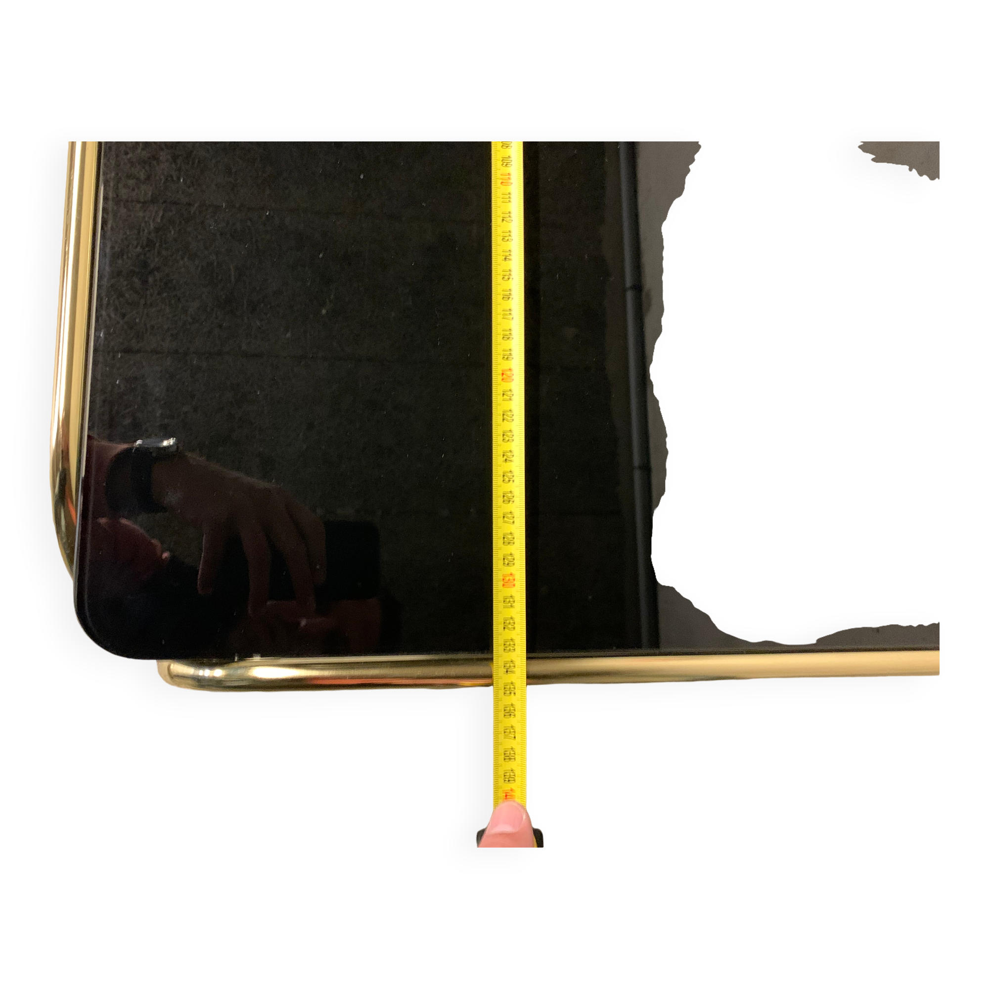 Vintage design coffee table glass and gold metal