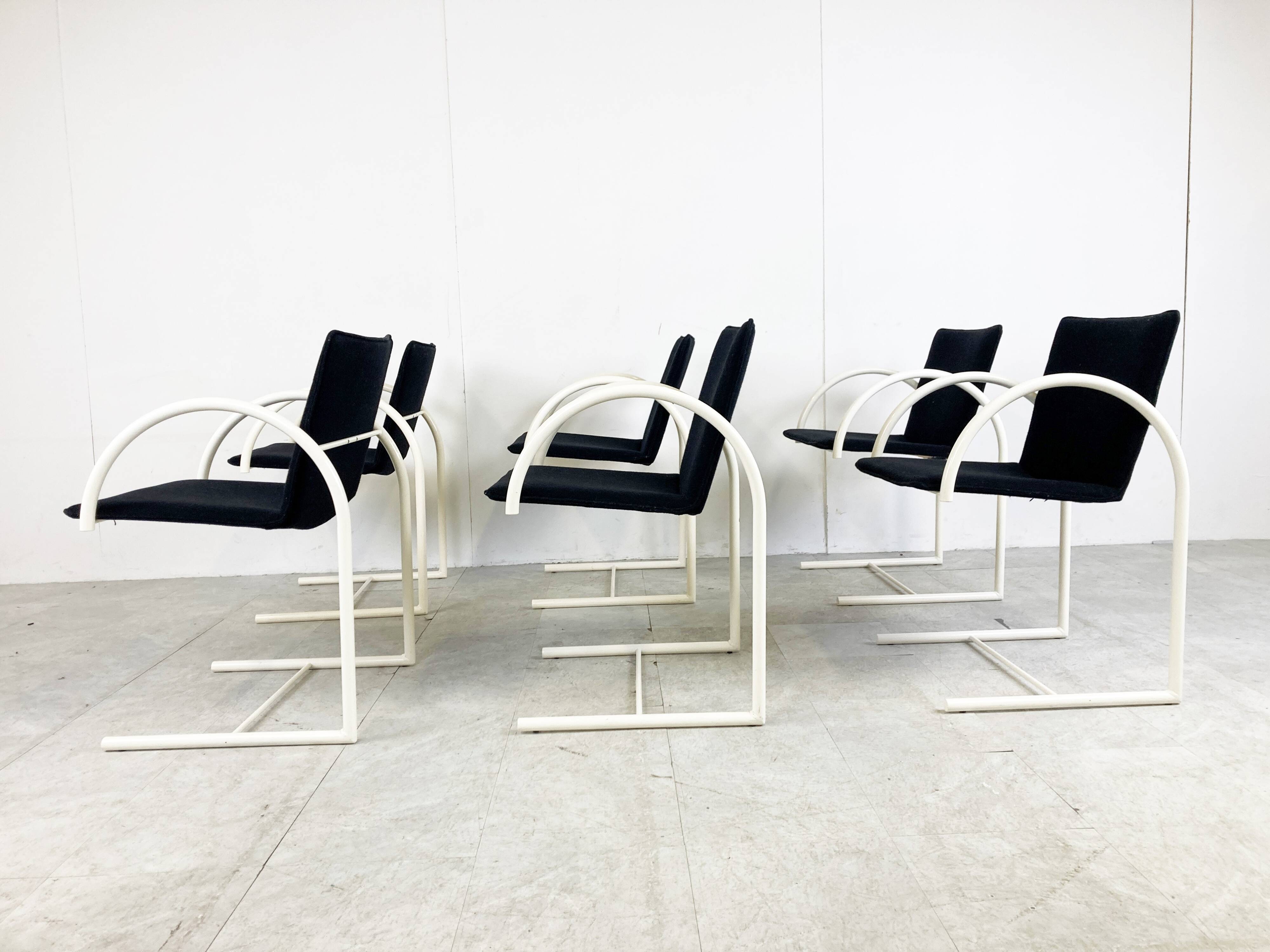 Postmodern cirkel dining chairs by Metaform, 1980s, Set of 6