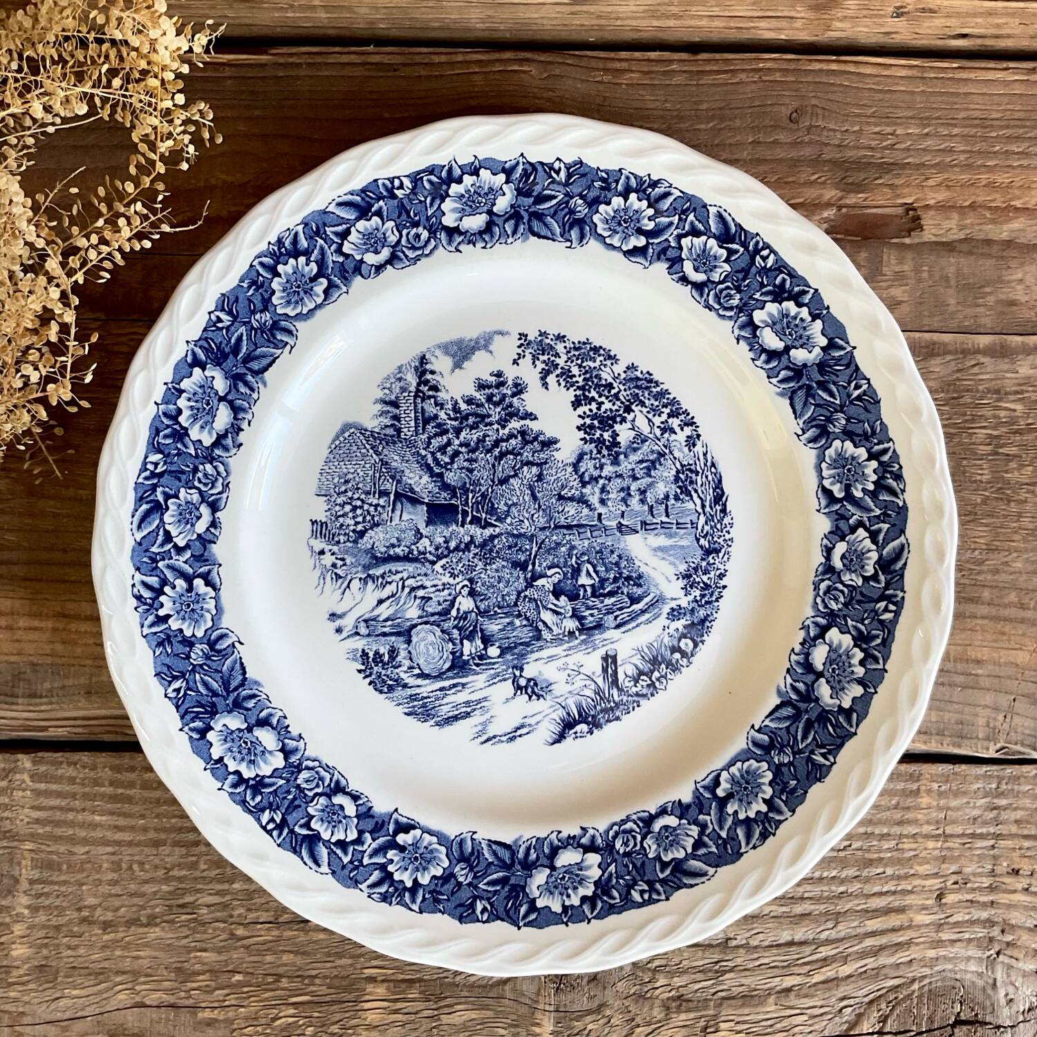 4 assiettes plates Staffordshire England « countryside »