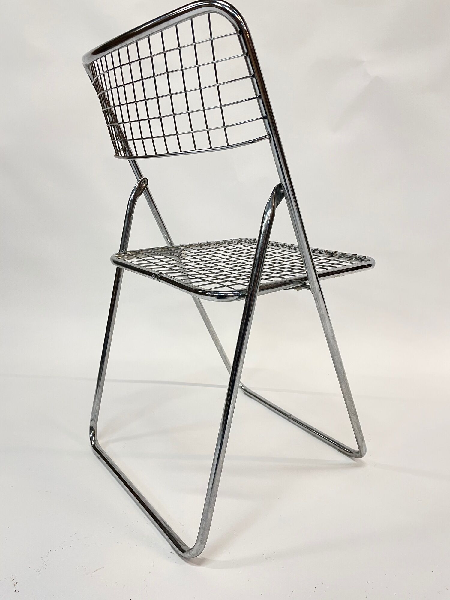 Set of four chrome folding chairs by Niels Gammelgaard for Ikea 1970