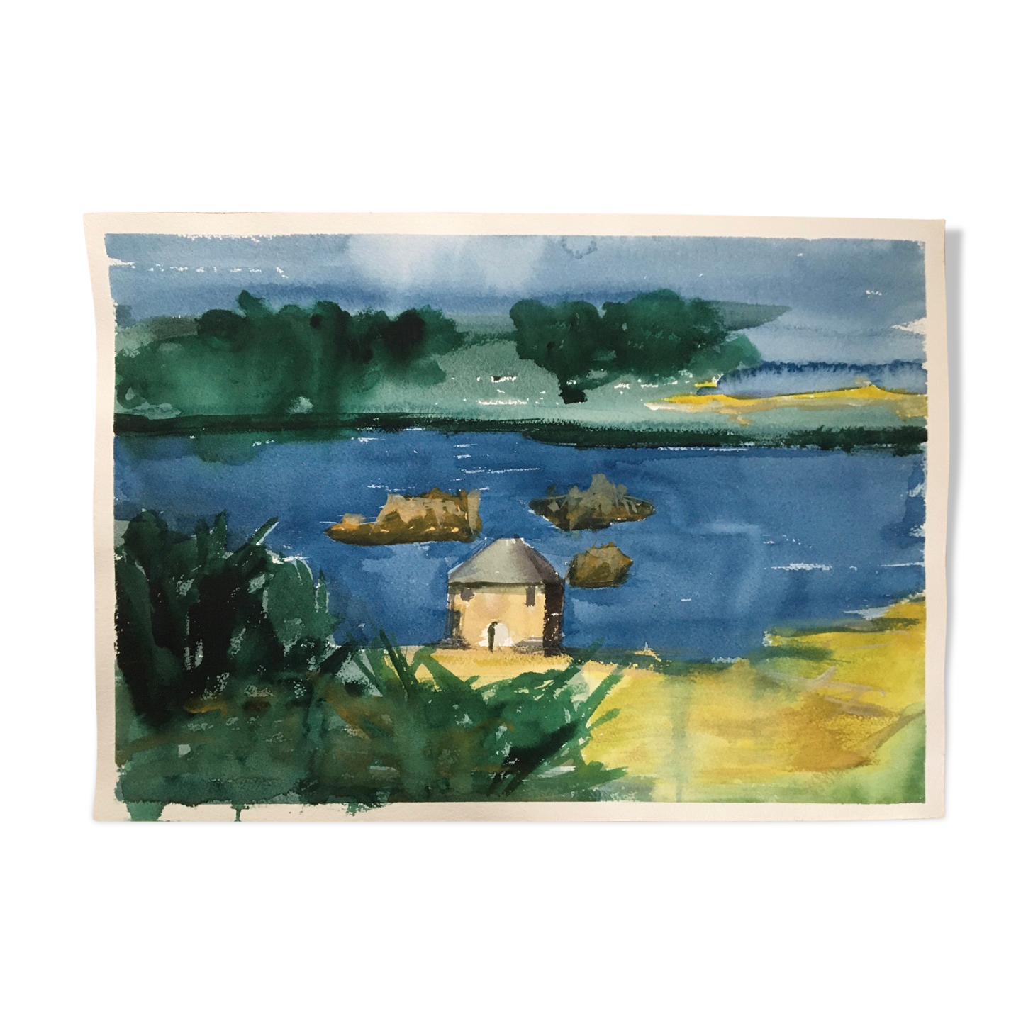 Le Moulin du Birlot, ile de Bréhat, aquarelle