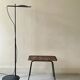 Vintage side table in black metal and wicker, 1950.