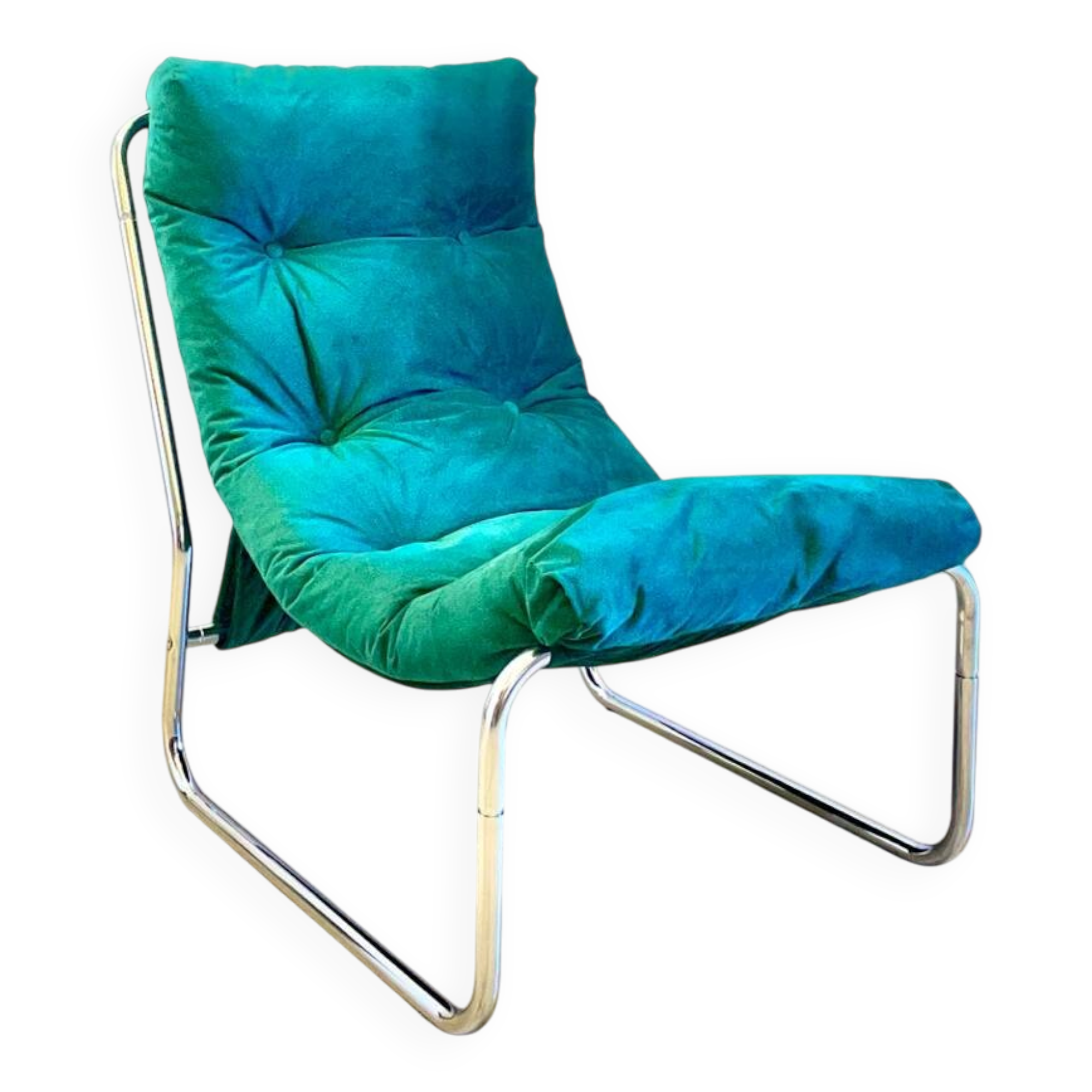 IKEA Pixi vintage green velvet armchair – Scandinavian retro design.