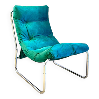 IKEA Pixi vintage green velvet armchair – Scandinavian retro design.
