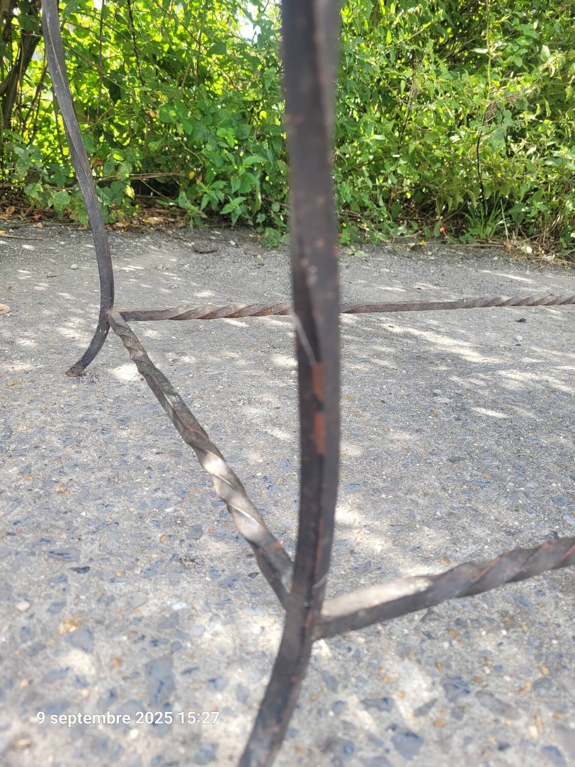 Coffee table with tiled and wrought iron finish