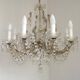 Mid-Century Brass Glass & Crystal Maria Theresa Style 8 Arm Chandelier 5446