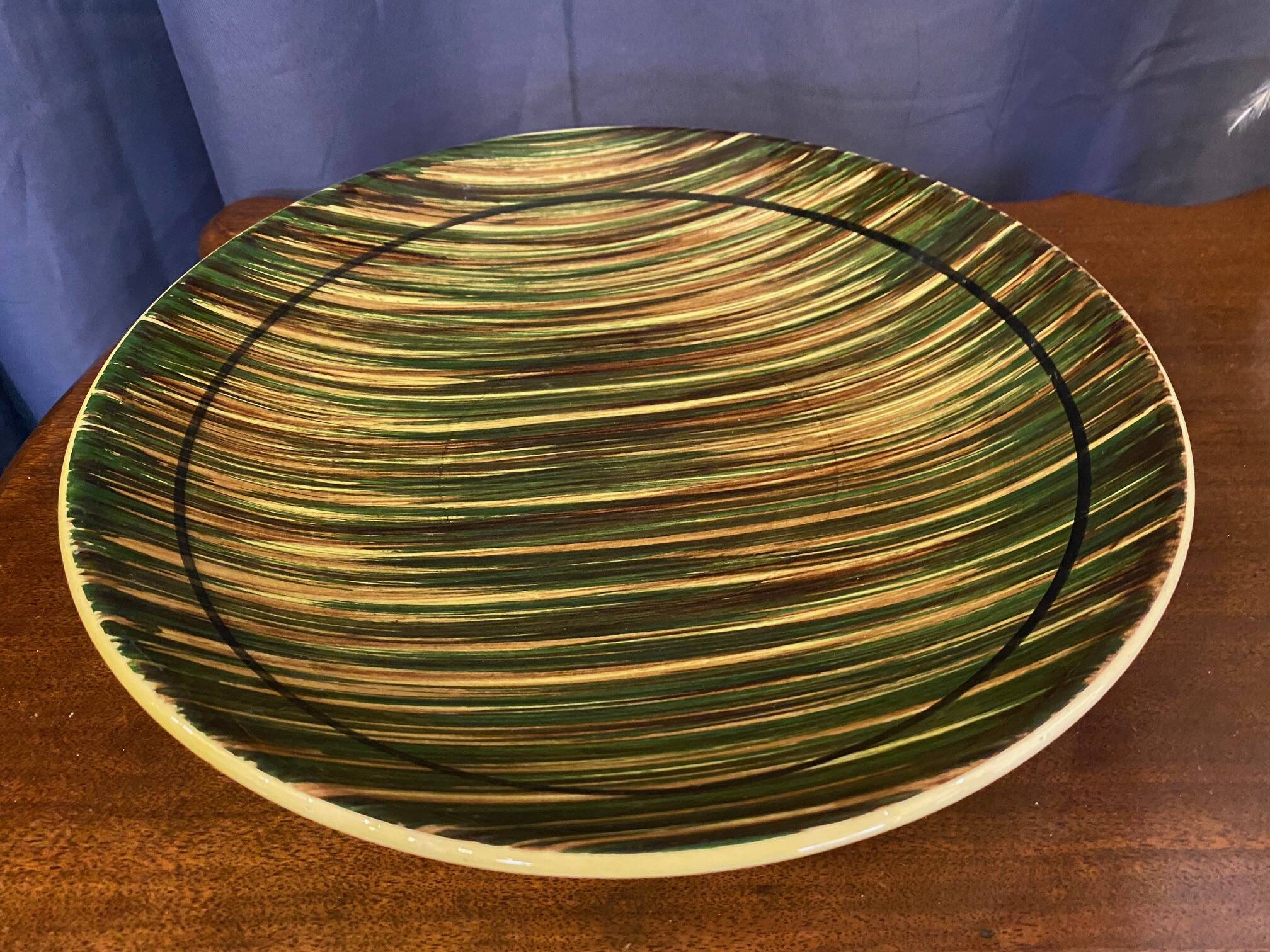 Large ceramic dish from the 60s vintage green and yellow tones st clement earthenware