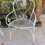 Pair of metal garden armchairs, 19th century