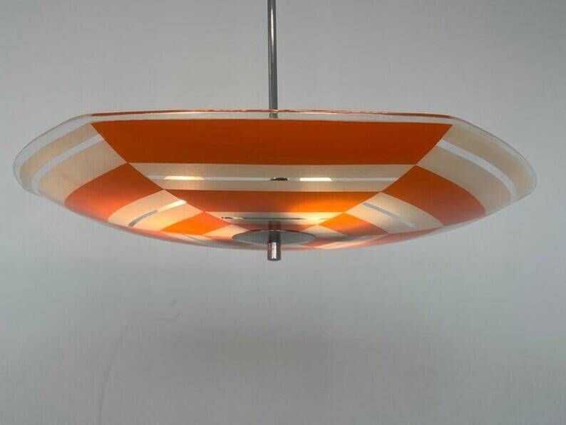 Mid-century design glass pendant by Napako, Czechoslovakia, 1970s.
