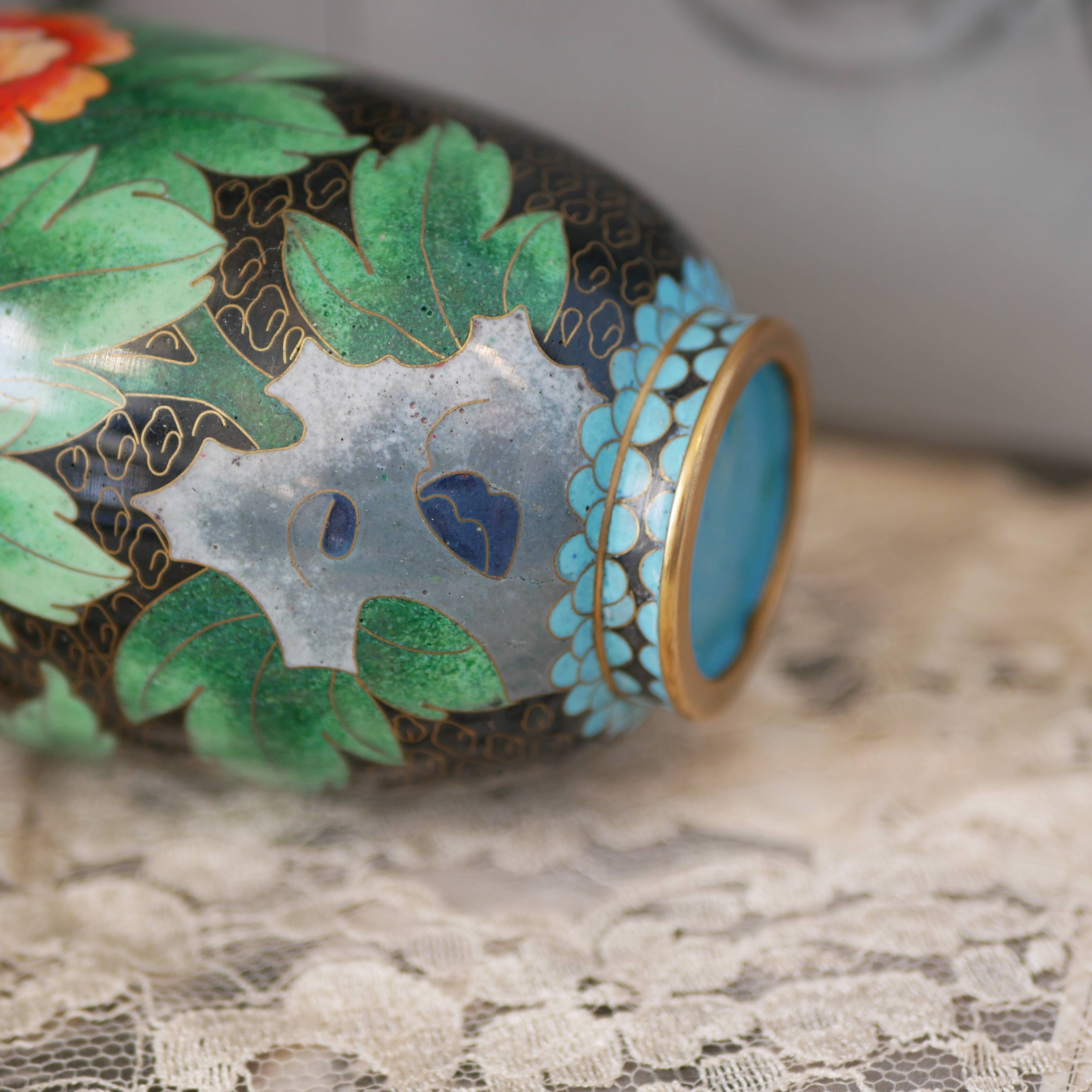 Chinese cloisonné vase, chrysanthemum motif