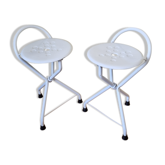 Pair of vintage folding stools "Tubecon" Marinakis, 80s