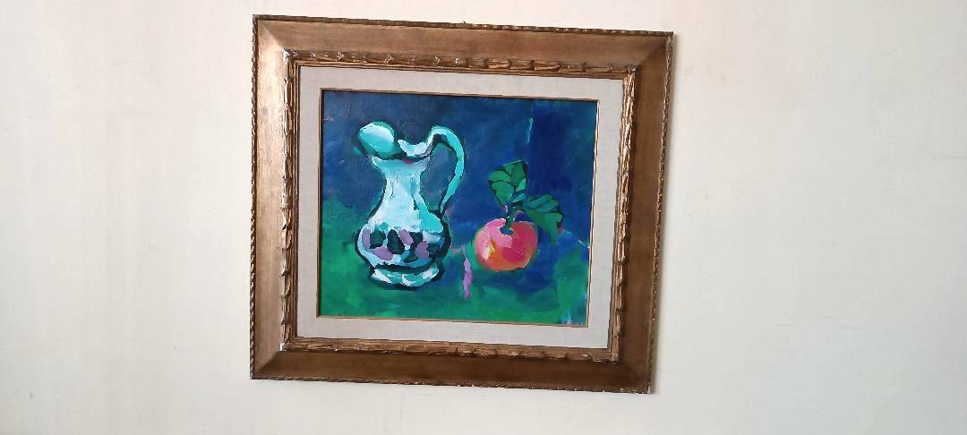 Still life painting 1965 signed Barbero oil on canvas