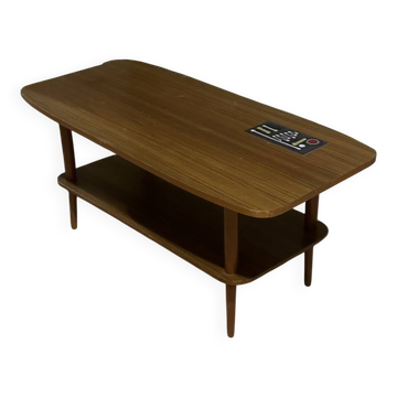 Table basse scandinave en teck et céramique des années 60