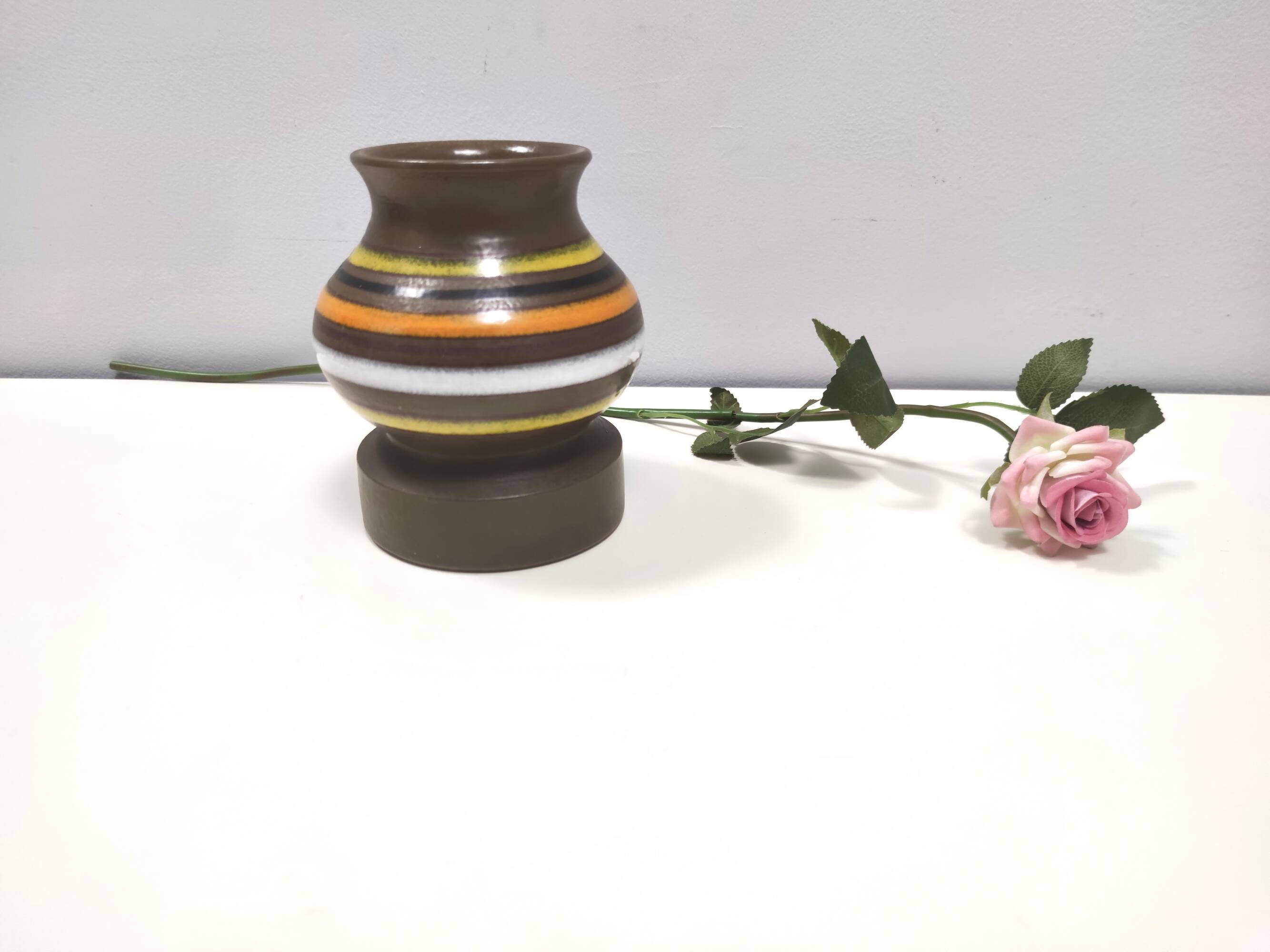 Brown Enameled Earthenware Vase by Bitossi