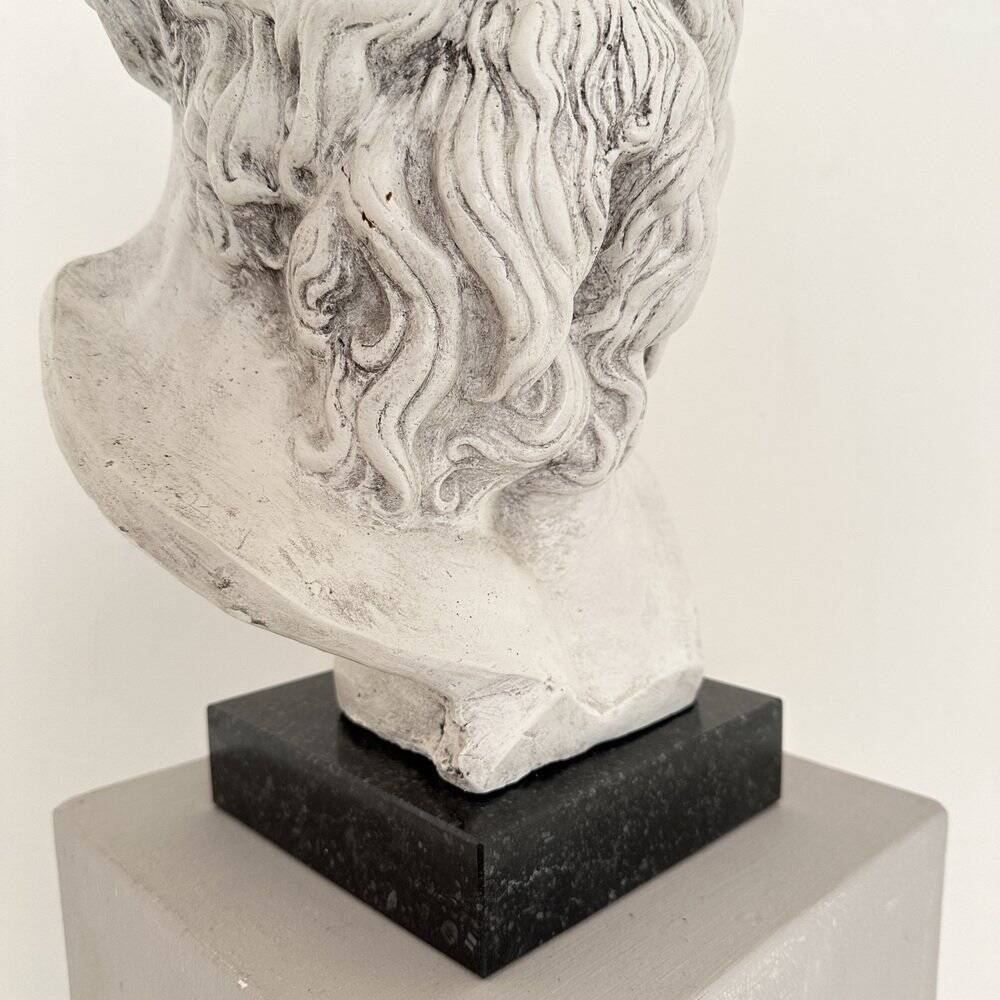 White Bust of Socrates, 1940, Plaster on a Black Marble Base