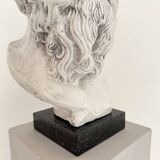White Bust of Socrates, 1940, Plaster on a Black Marble Base