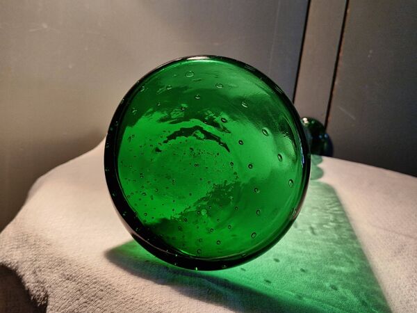 Empoli Grande Bouteille/Carafe Italienne Verre soufflé, bullé Vintage 70's