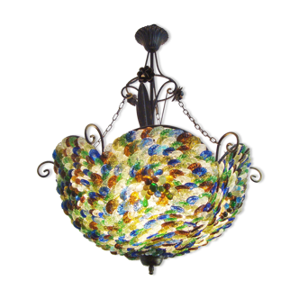 Murano chandelier with flowers and bunches of glass grapes