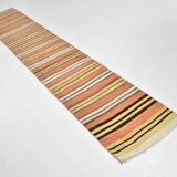 2x12 Warm Earth Tones Striped Lon Kilim Runner Rug, 65x366 Cm